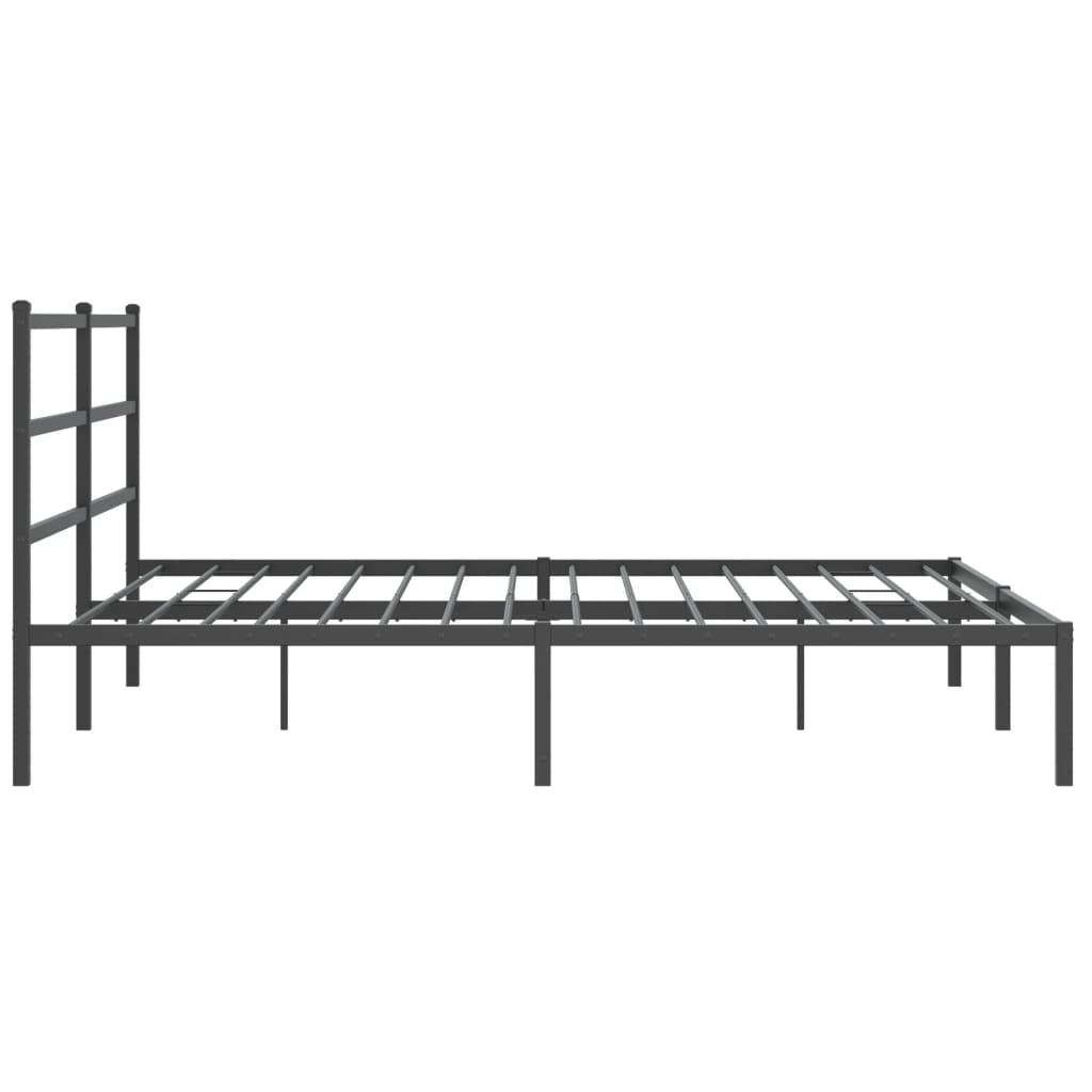 Metal Bed Frame without Mattress with Headboard Black 183x203 cm King