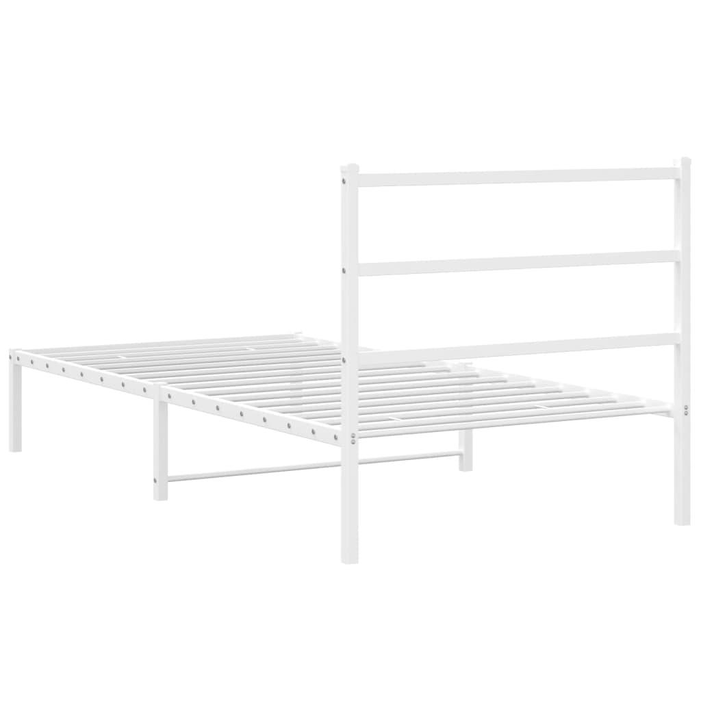 Metal Bed Frame without Mattress with Headboard White 107x203 cm King Single