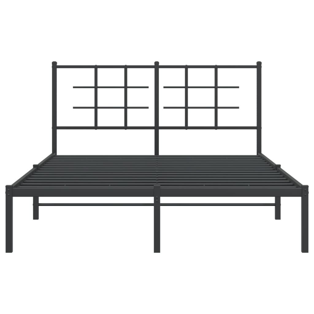 Metal Bed Frame without Mattress with Headboard Black 135x190 cm