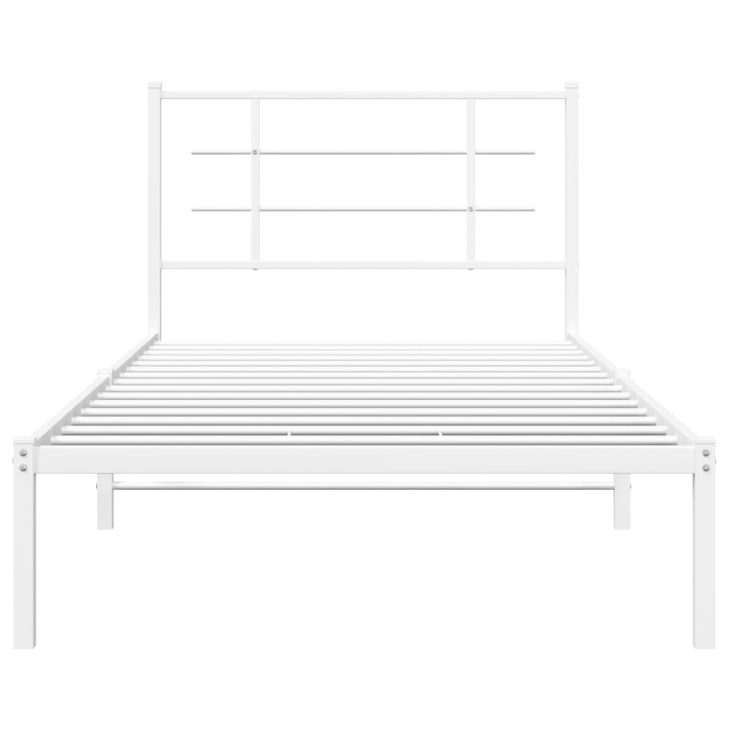 Metal Bed Frame without Mattress with Headboard White 107x203 cm King Single
