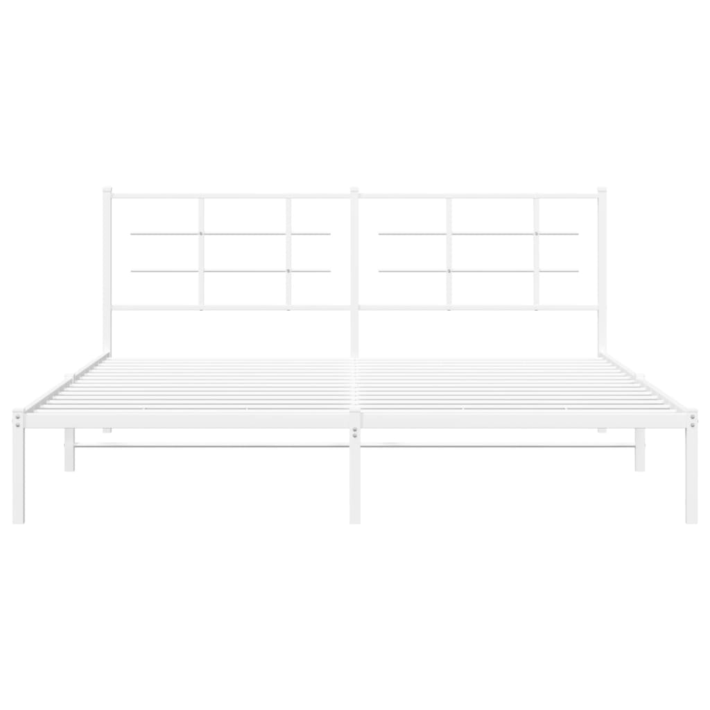 Metal Bed Frame without Mattress with Headboard White 183x203 cm King