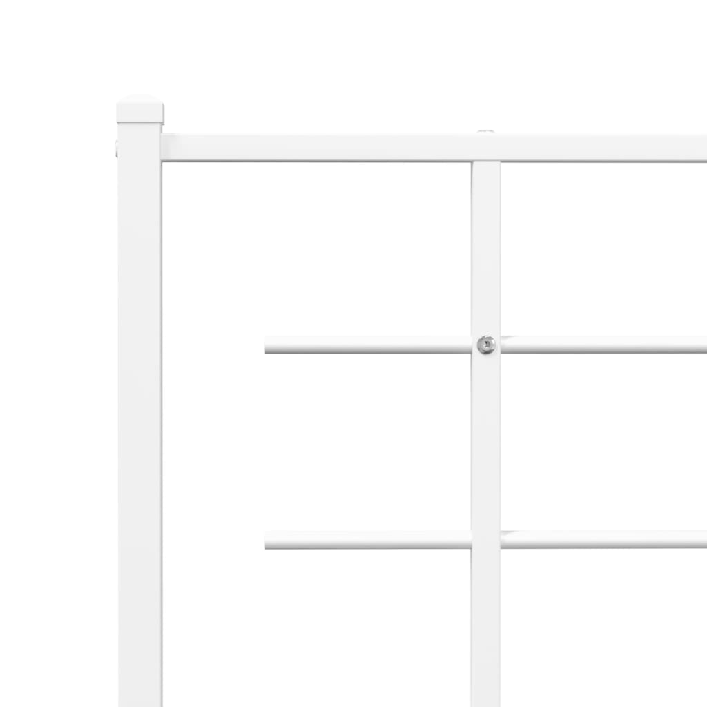 Metal Bed Frame without Mattress with Headboard White 183x203 cm King