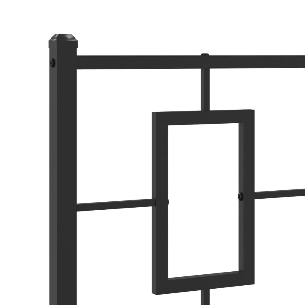 Metal Bed Frame without Mattress with Headboard Black 90x190 cm