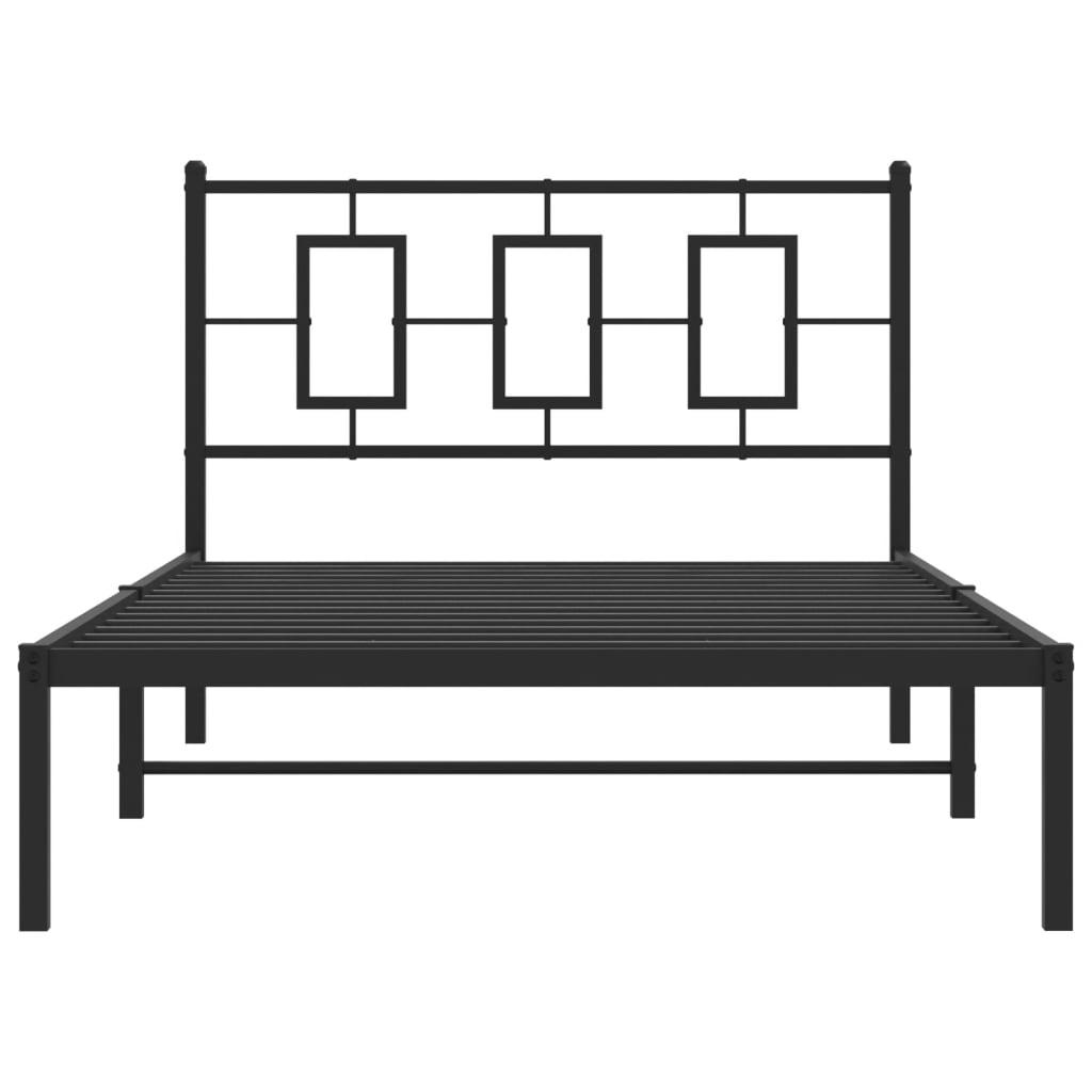 Metal Bed Frame without Mattress with Headboard Black 107x203 cm King Single