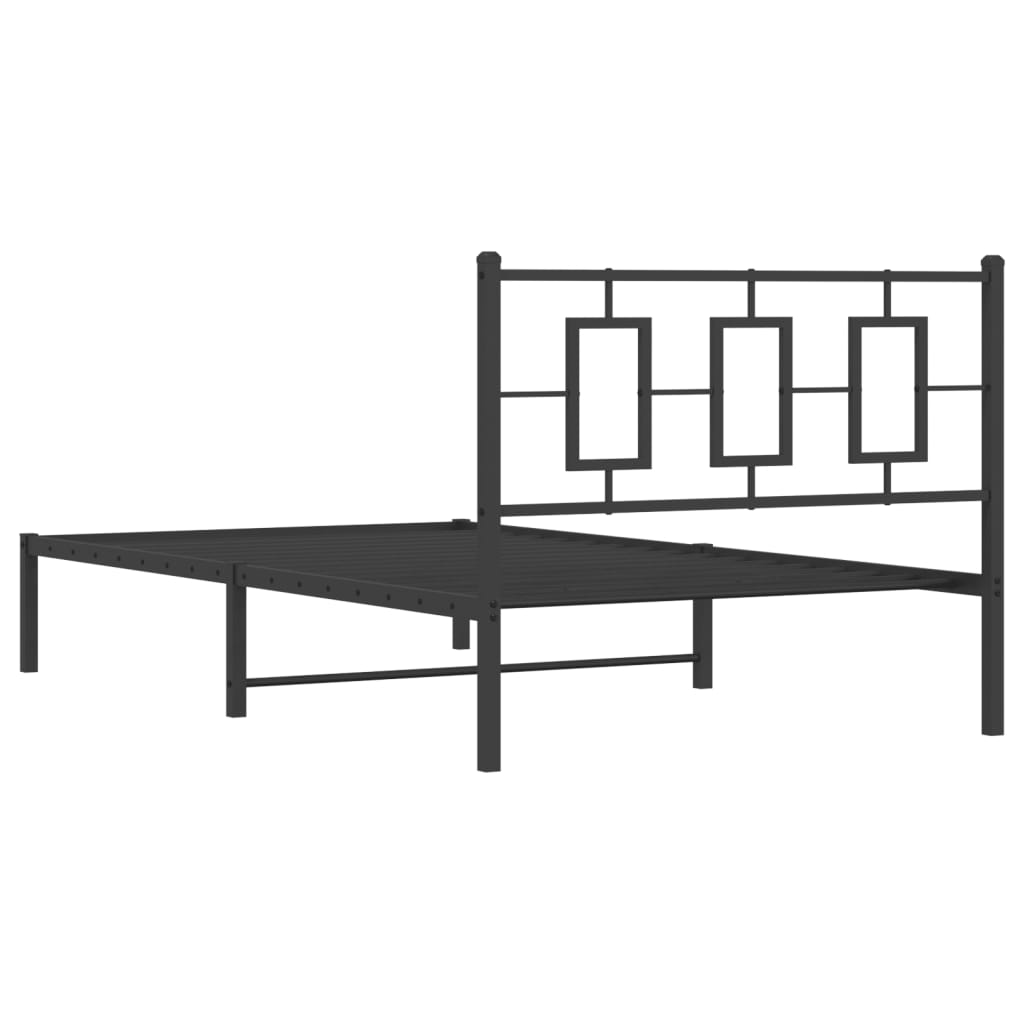 Metal Bed Frame without Mattress with Headboard Black 107x203 cm King Single