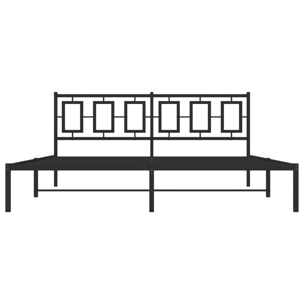 Metal Bed Frame without Mattress with Headboard Black 183x203 cm King