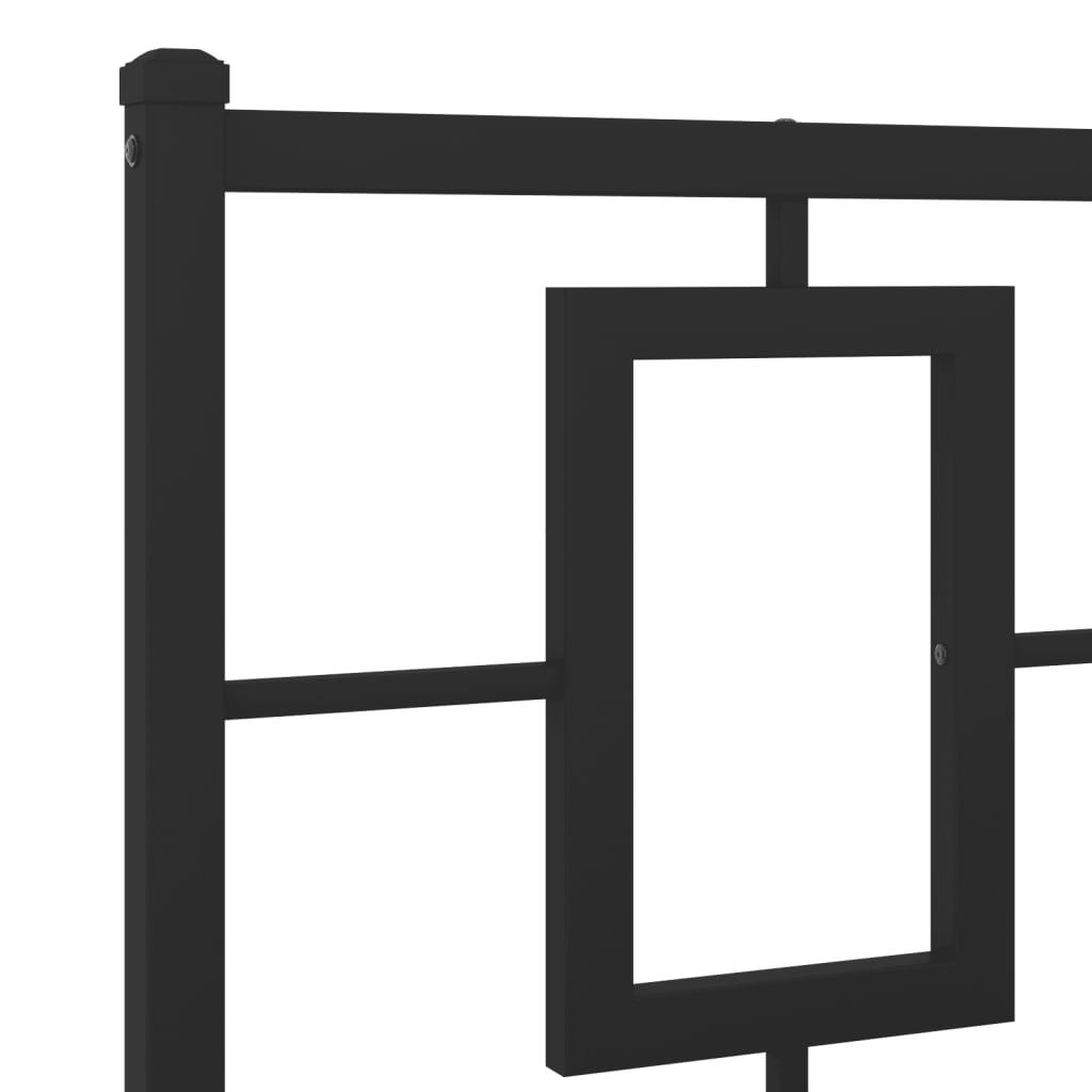 Metal Bed Frame without Mattress with Headboard Black 183x203 cm King