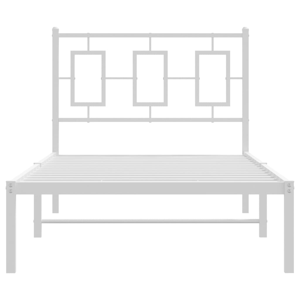 Metal Bed Frame without Mattress with Headboard White 90x190 cm