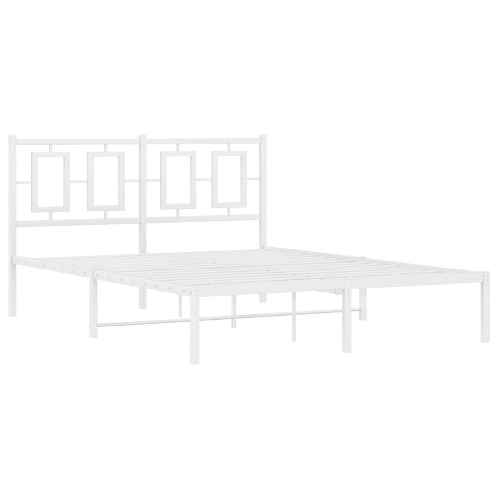 Metal Bed Frame without Mattress with Headboard White 135x190 cm