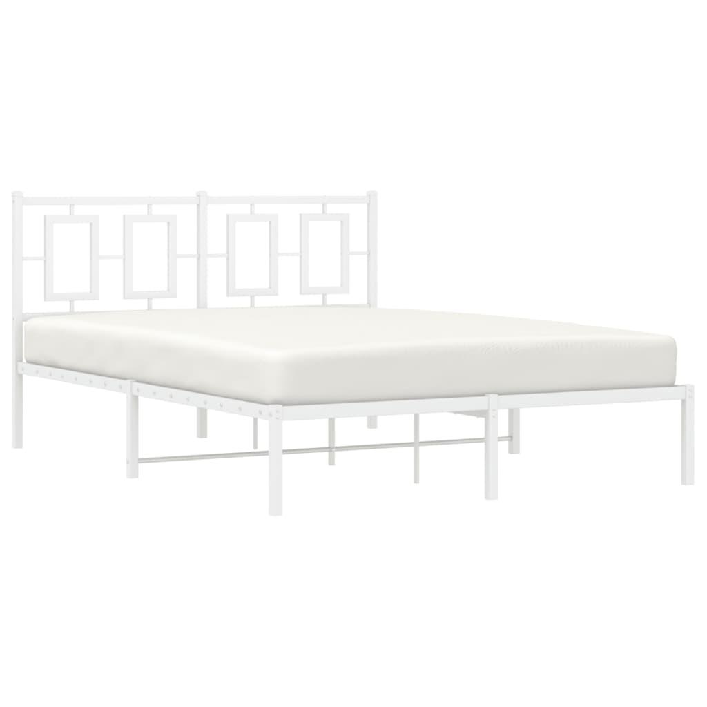 Metal Bed Frame without Mattress with Headboard White 135x190 cm