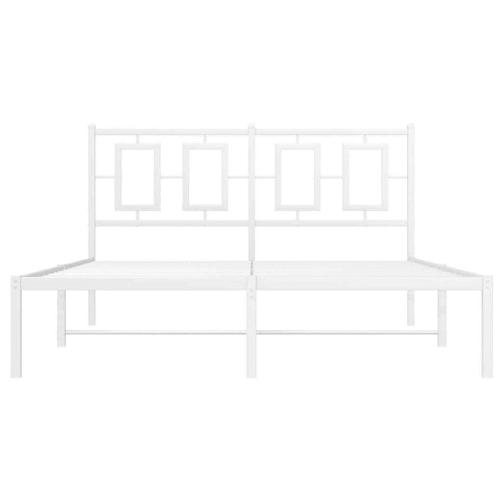 Metal Bed Frame without Mattress with Headboard White 135x190 cm