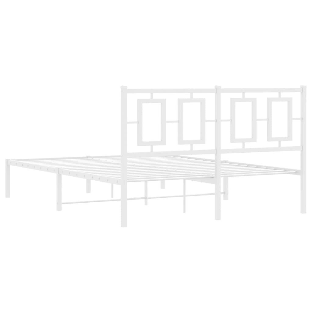 Metal Bed Frame without Mattress with Headboard White 135x190 cm