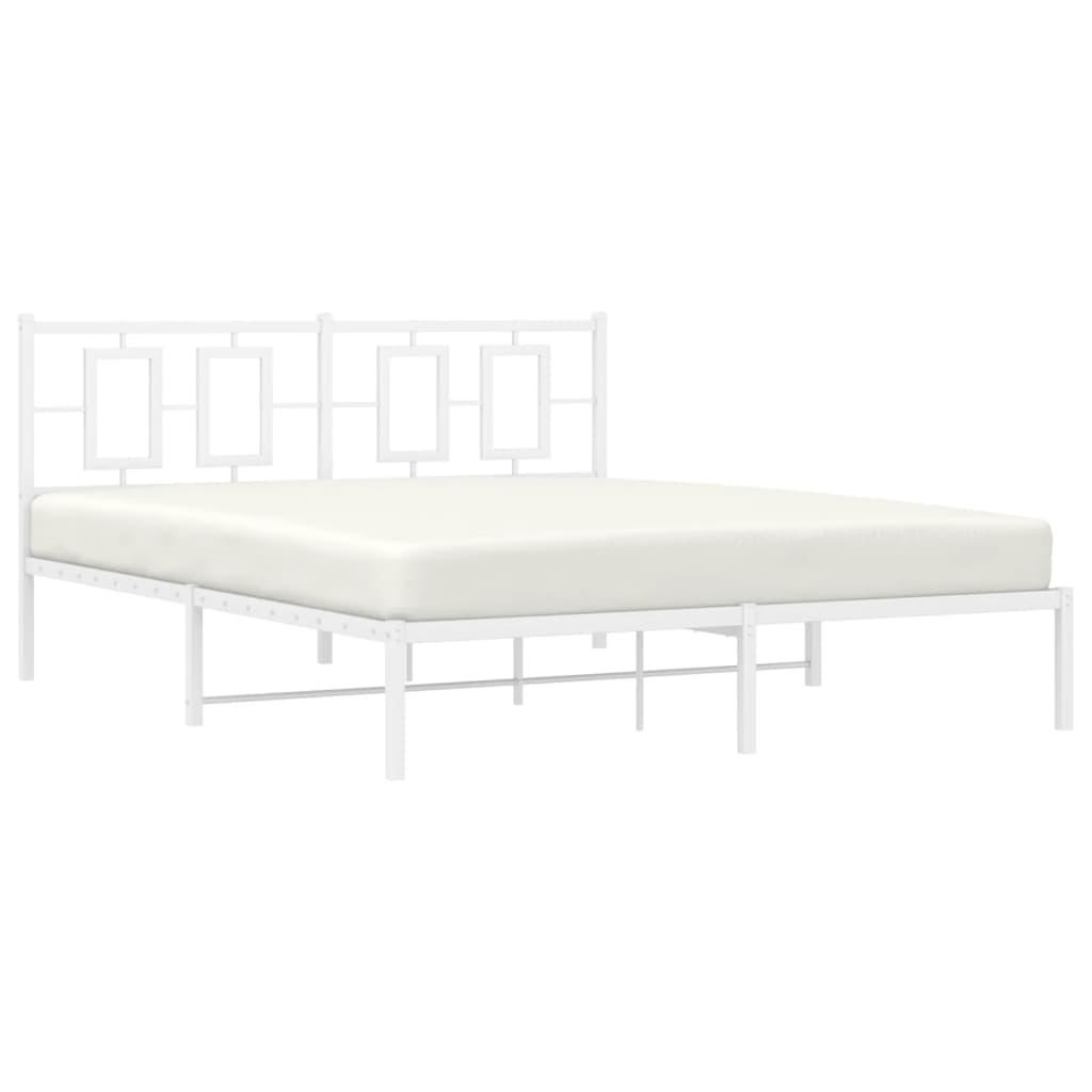 Metal Bed Frame without Mattress with Headboard White 150x200 cm