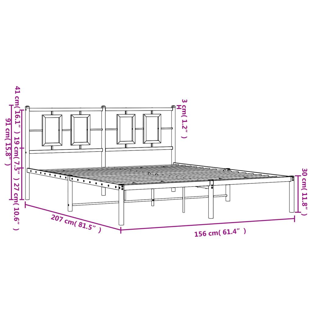 Metal Bed Frame without Mattress with Headboard White 150x200 cm