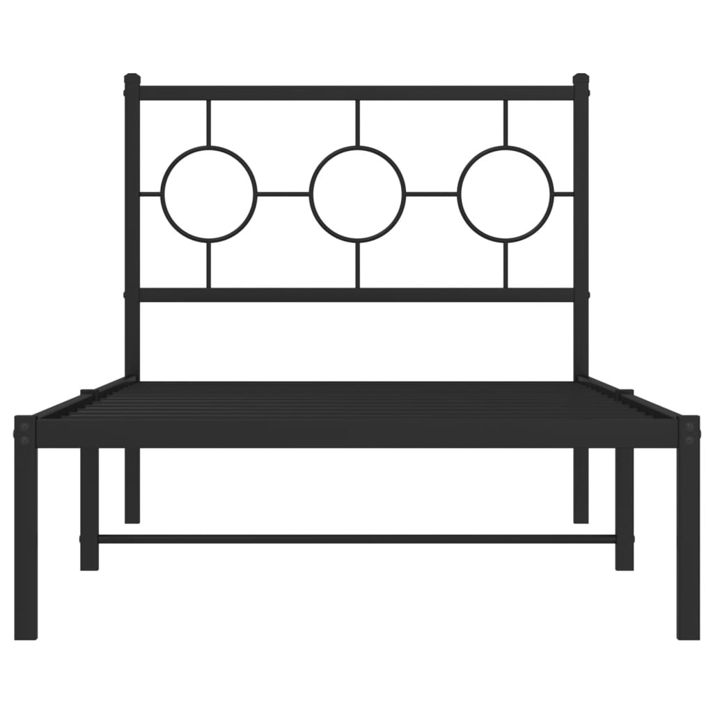 Metal Bed Frame without Mattress with Headboard Black 90x190 cm