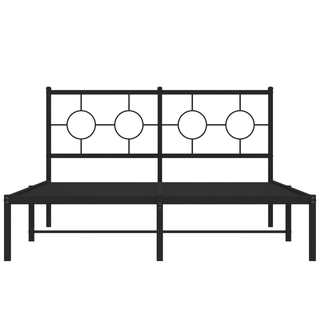 Metal Bed Frame without Mattress with Headboard Black 135x190 cm
