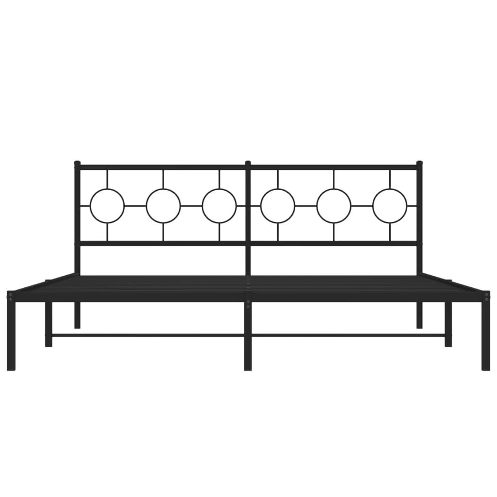 Metal Bed Frame without Mattress with Headboard Black 183x203 cm King