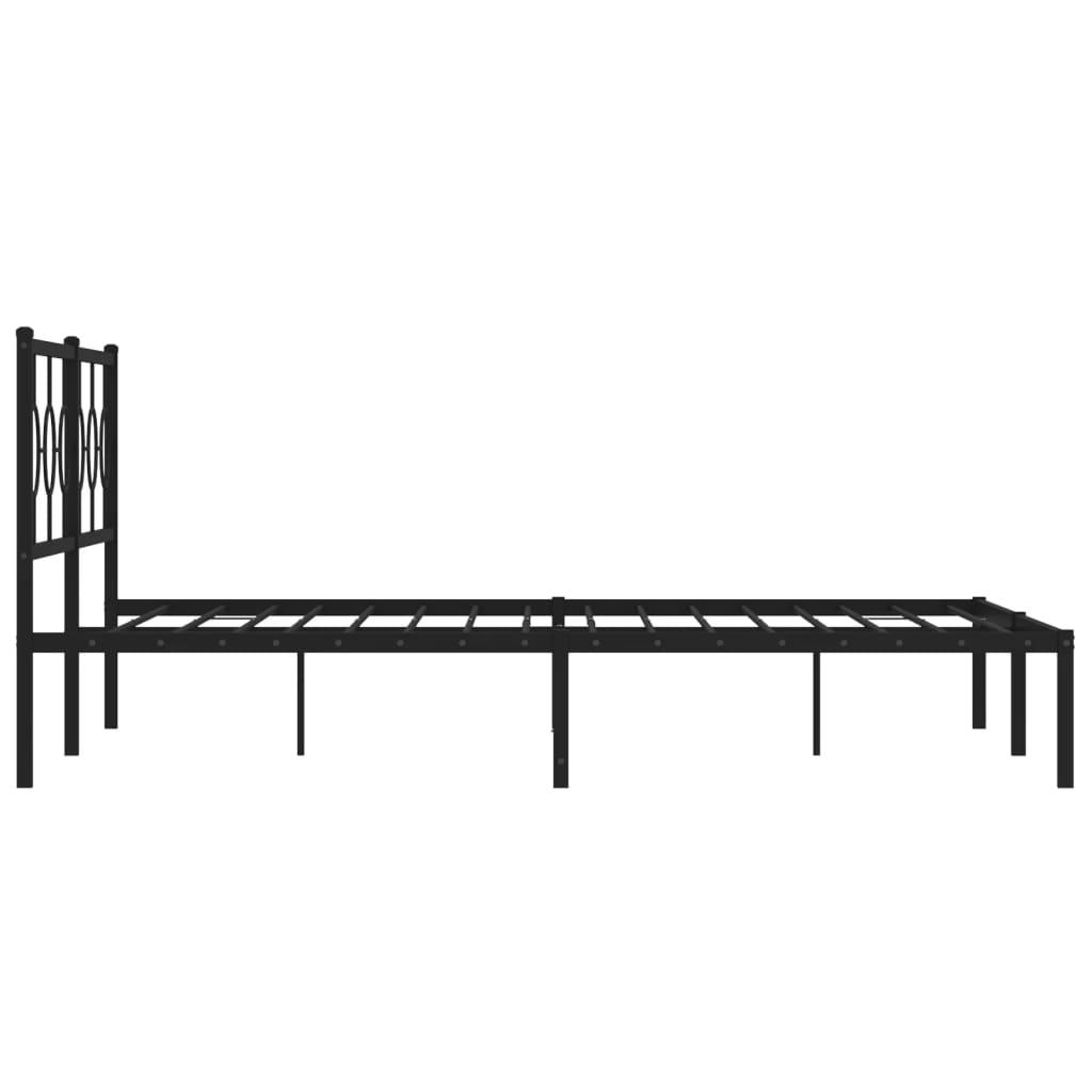 Metal Bed Frame without Mattress with Headboard Black 183x203 cm King