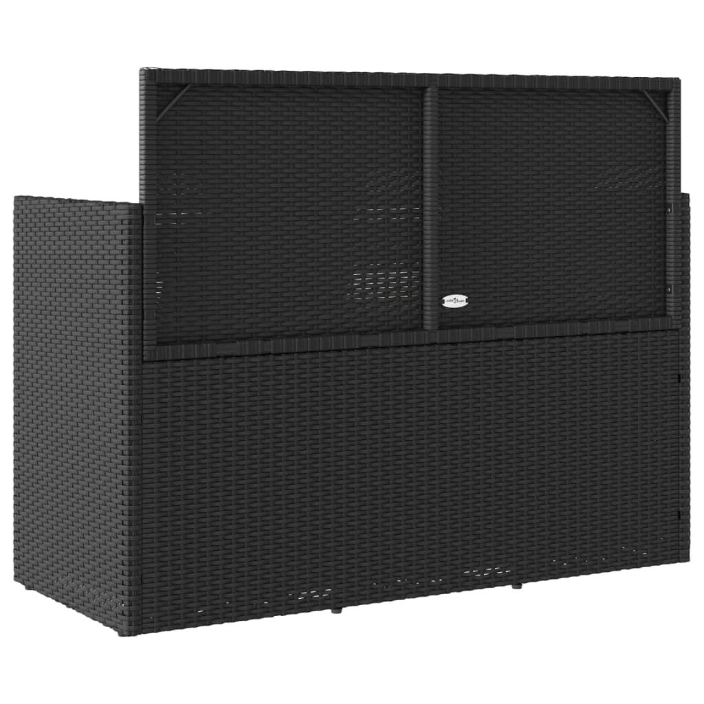 Garden Bench with Cushions Black Poly Rattan