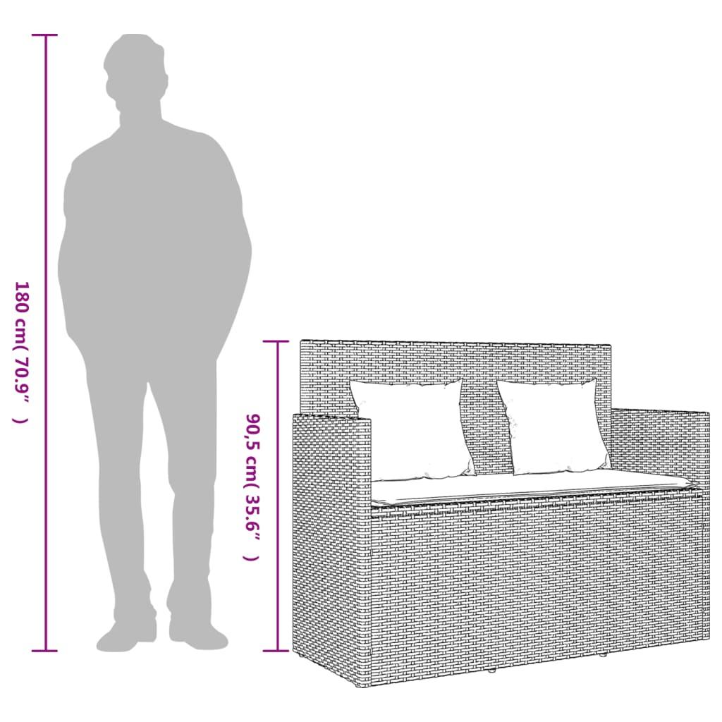 Garden Bench with Cushions Grey Poly Rattan