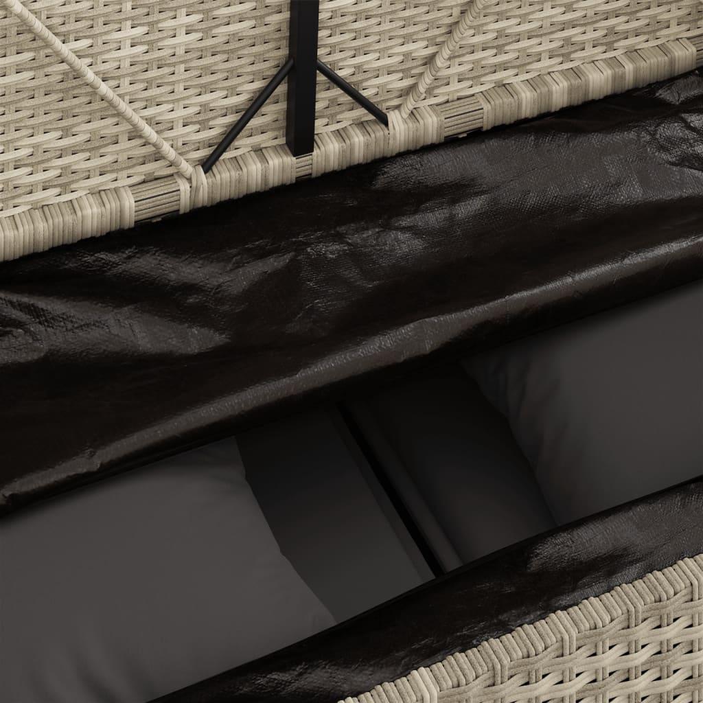 Garden Bench with Cushions Light Grey Poly Rattan