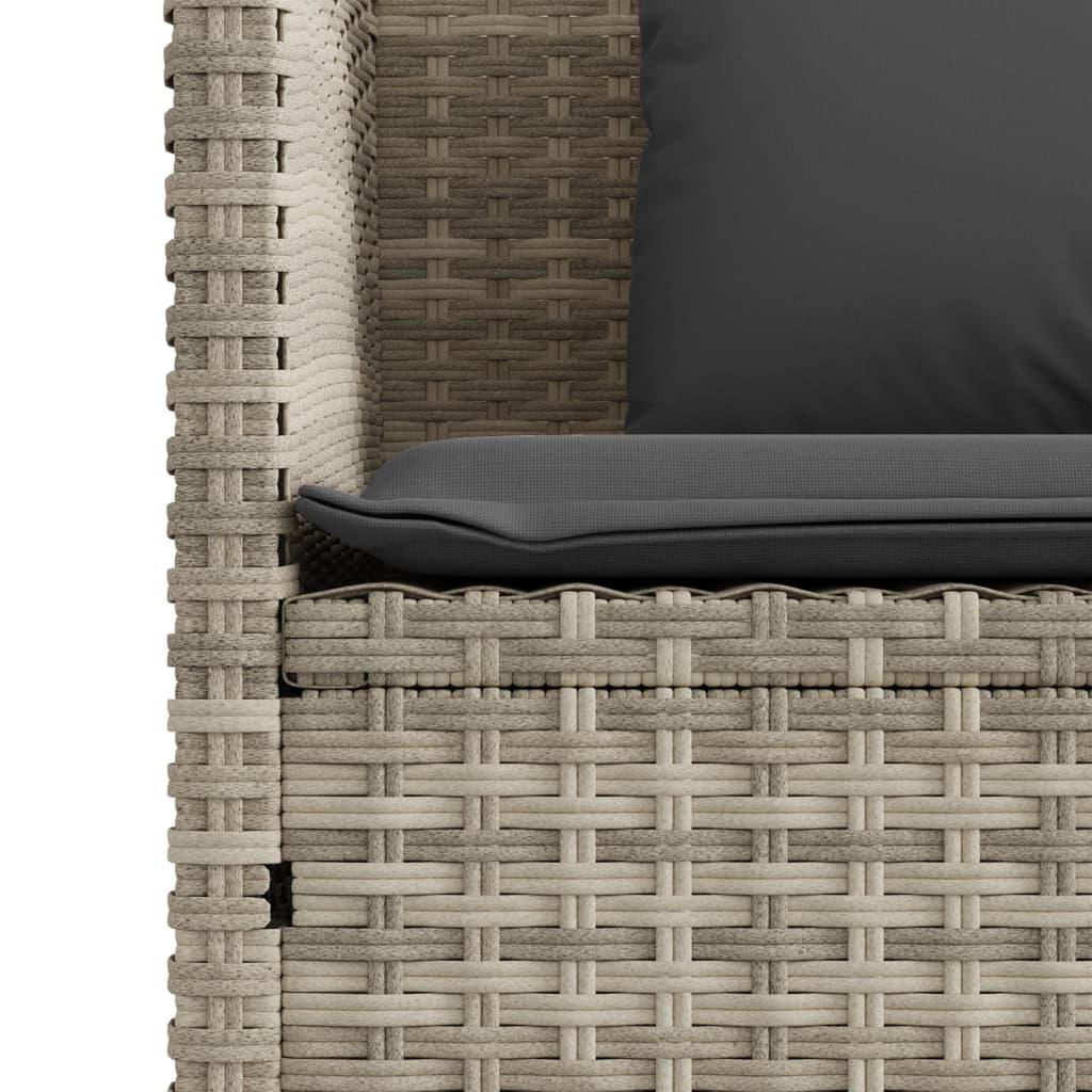 Garden Bench with Cushions Light Grey Poly Rattan