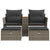 Garden Sofa 2-Seater with Stools Grey Poly Rattan