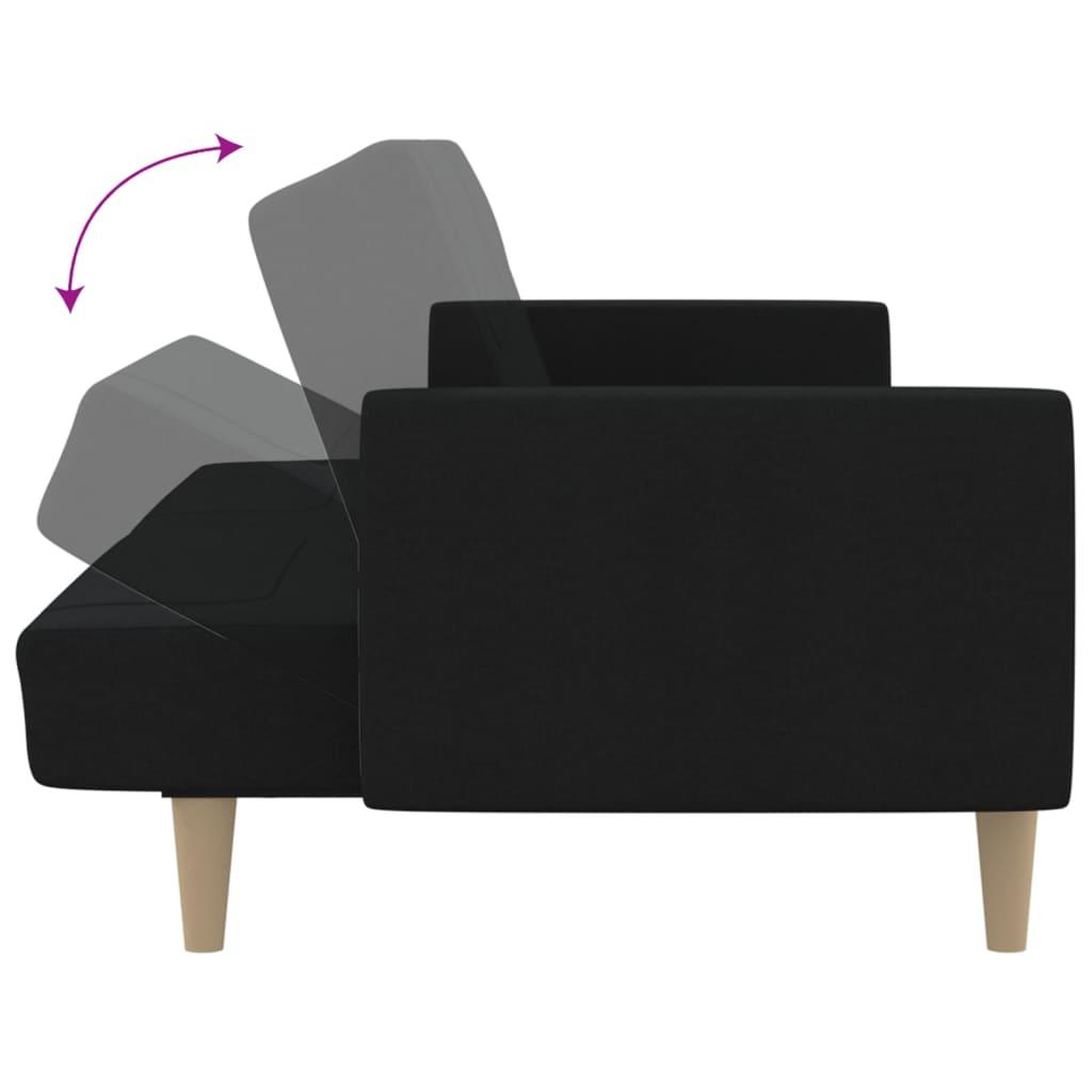 2-Seater Sofa Bed Black Fabric