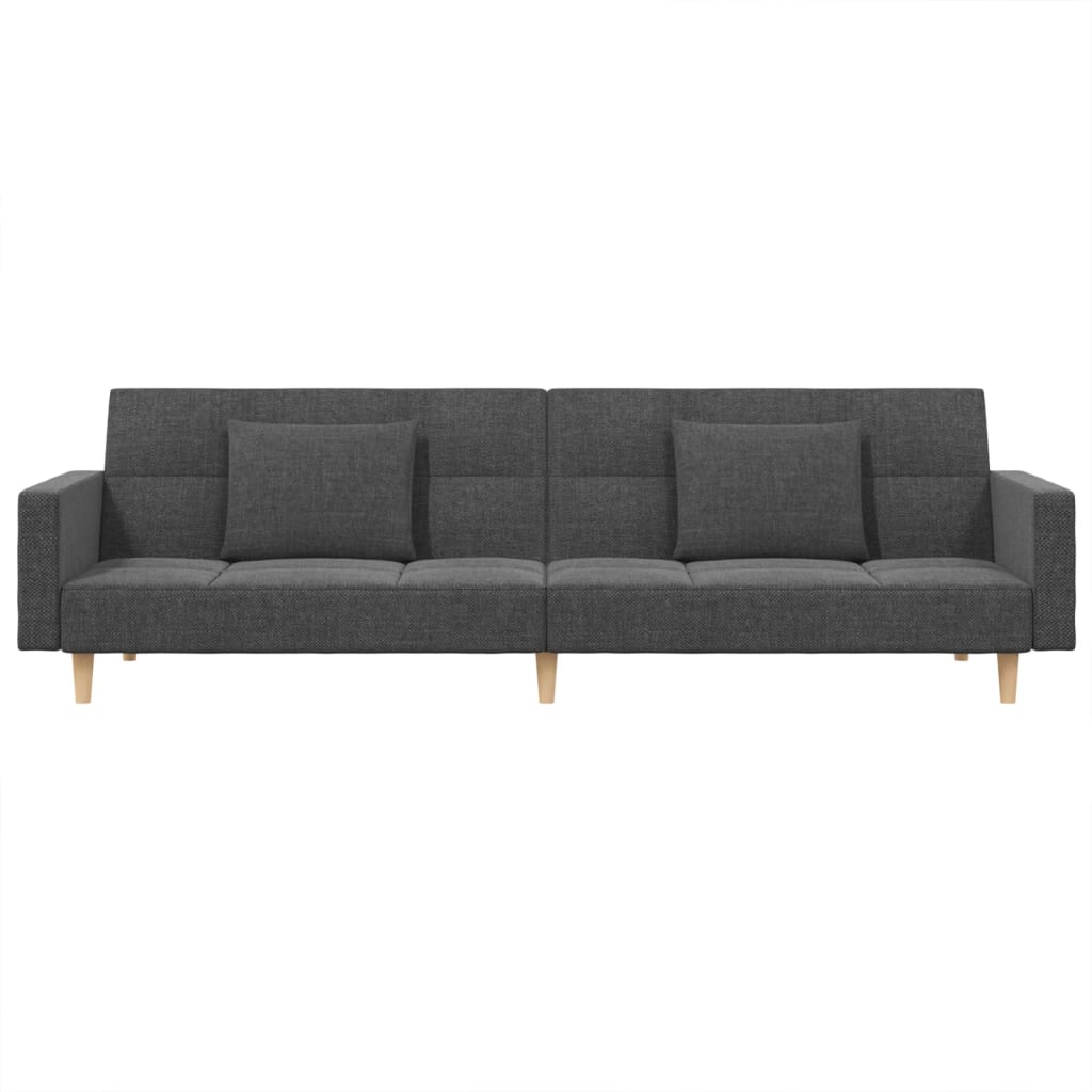 2-Seater Sofa Bed with Two Pillows Light Grey Fabric