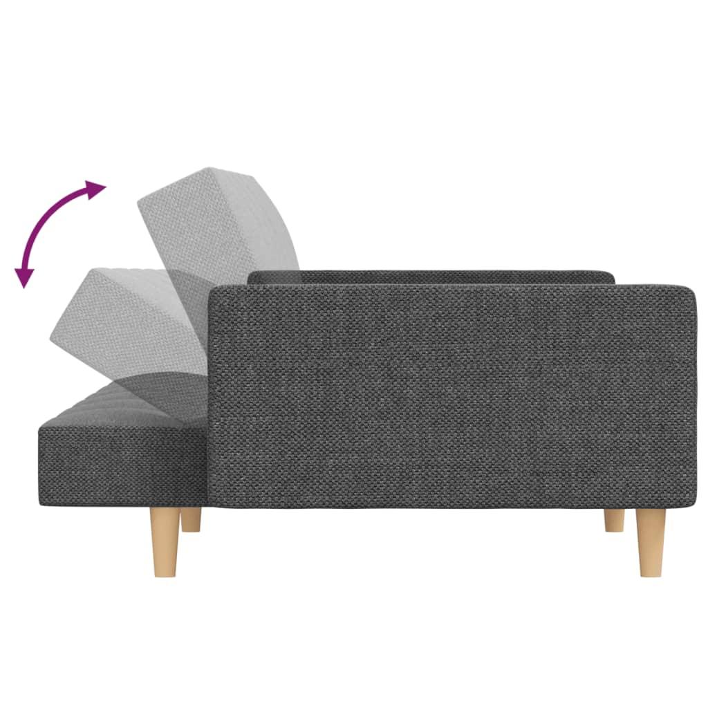 2-Seater Sofa Bed with Two Pillows Light Grey Fabric