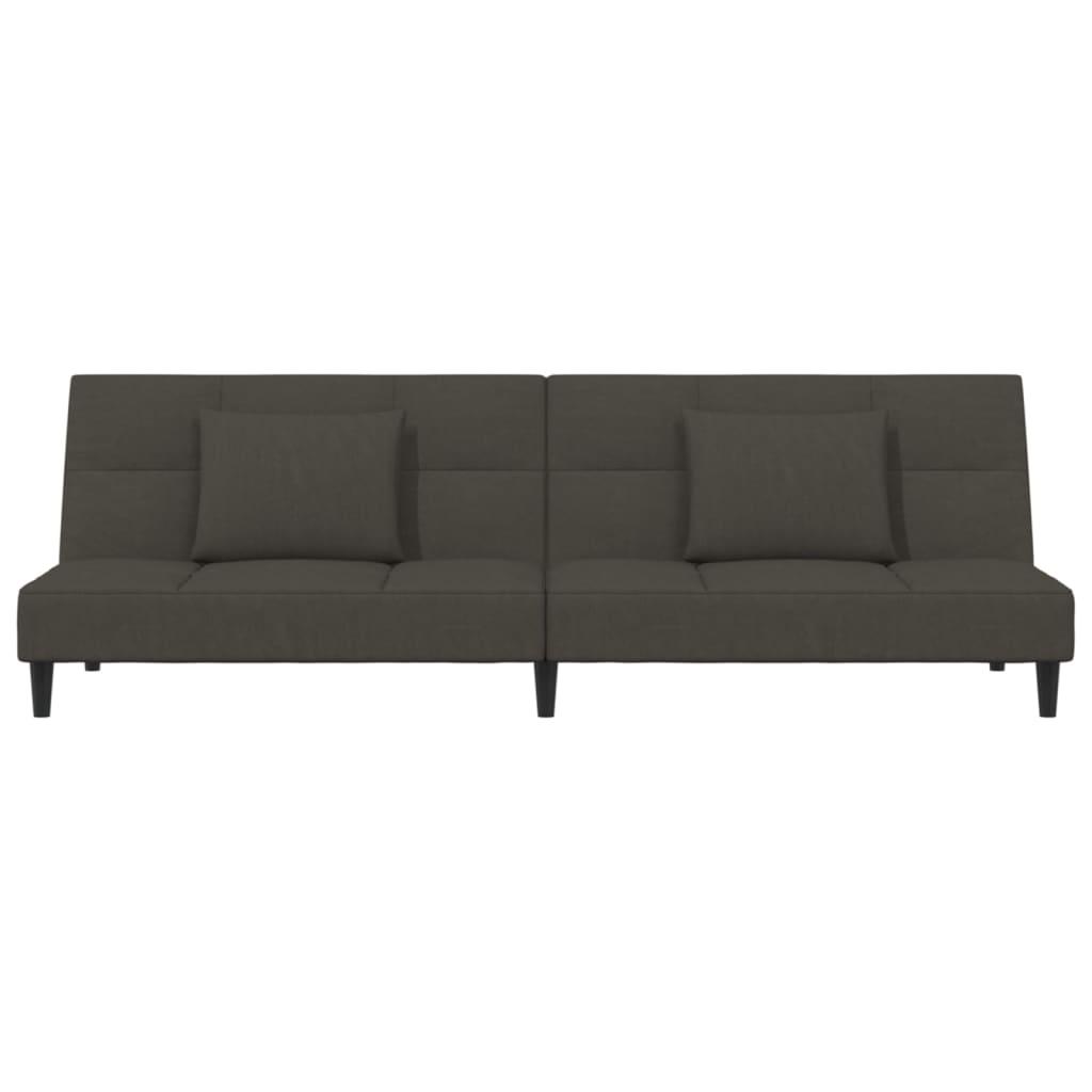 2-Seater Sofa Bed with Two Pillows Dark Grey Velvet