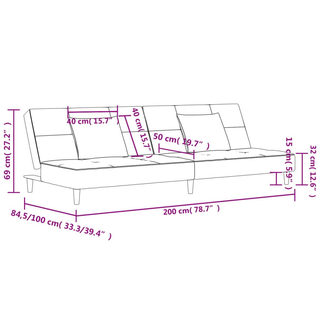2-Seater Sofa Bed with Two Pillows Black Velvet