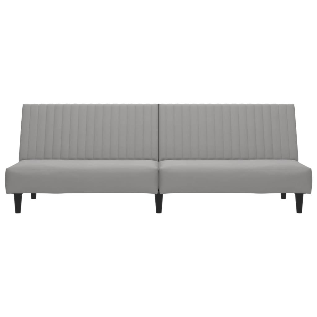 2-Seater Sofa Bed Light Grey Velvet