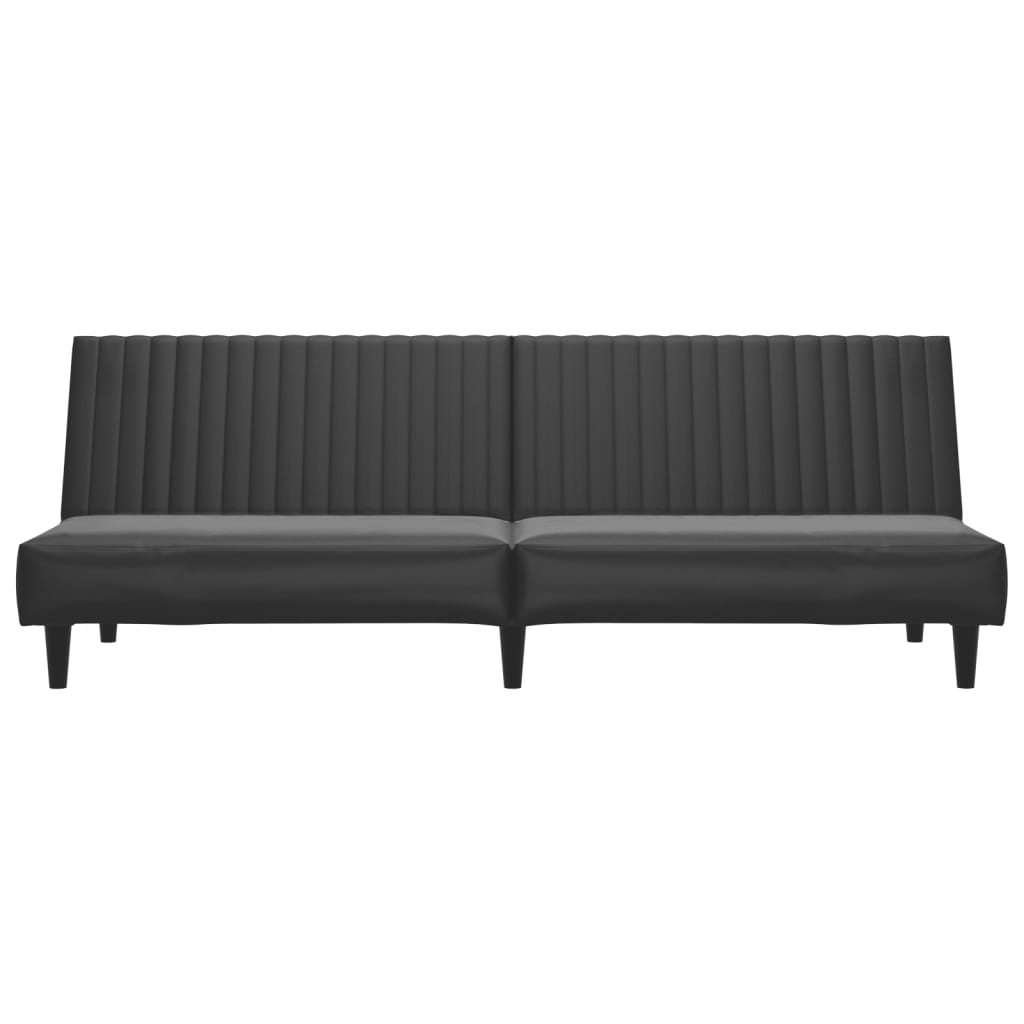 2-Seater Sofa Bed Black Faux Leather