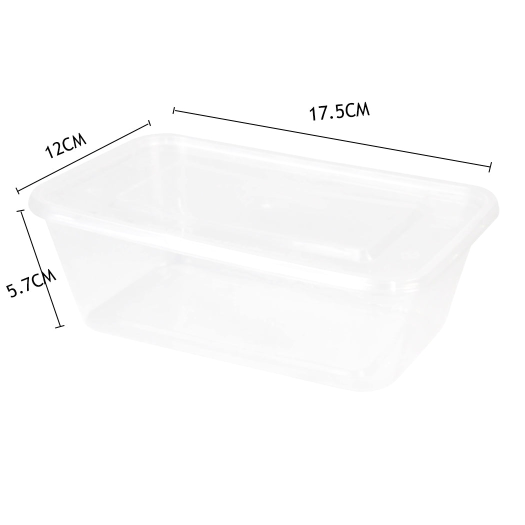 200 Pcs 750ml Take Away Food Platstic Containers Boxes Base and Lids Bulk Pack