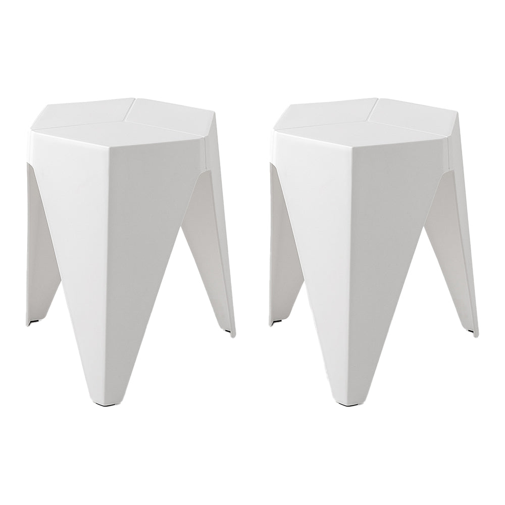 ArtissIn Set of 2 Puzzle Stool Plastic Stacking Bar Stools Dining Chairs Kitchen White