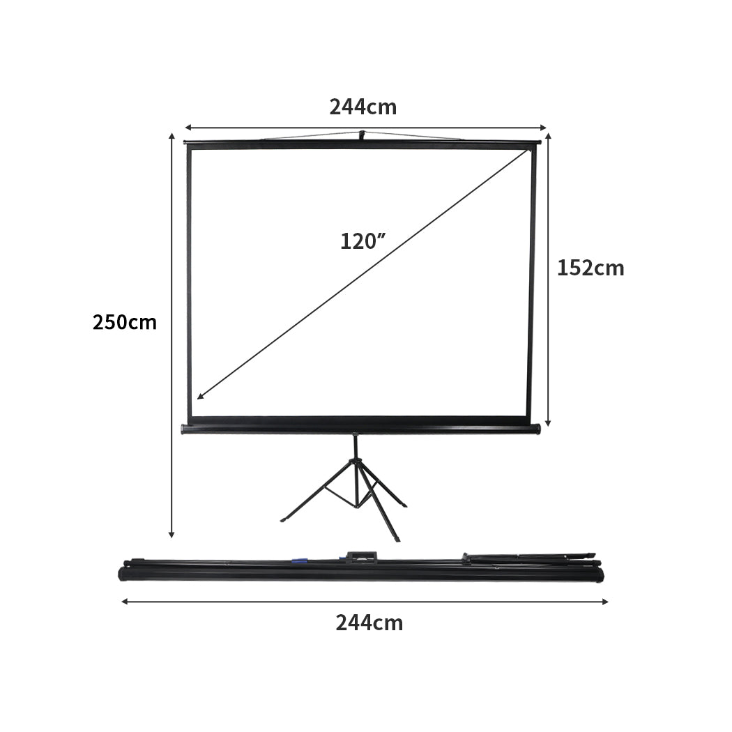 100 Inch Projector Screen Tripod Stand Home Pull Down Outdoor Screens Cinema 3D