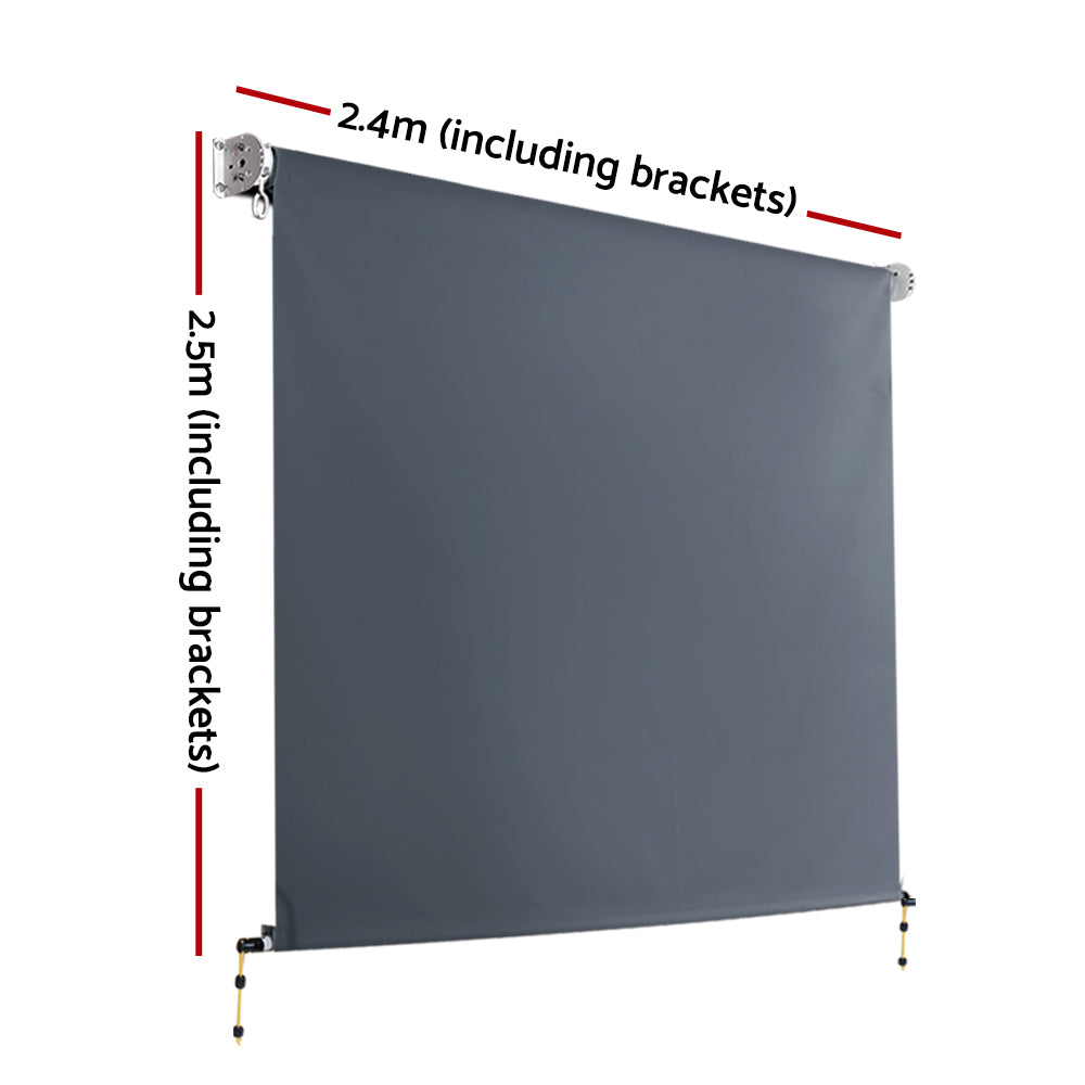 Instahut Outdoor Blind Privacy Screen Roll Down Awning Canopy Window 2.4X2.5M