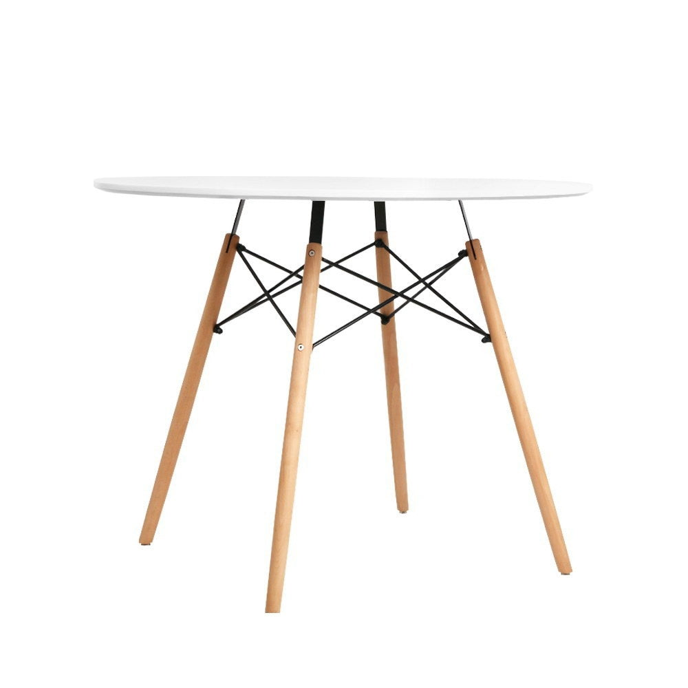 Artiss Dining Table Round 4 Seater Replica Tables Cafe Timber White 90cm