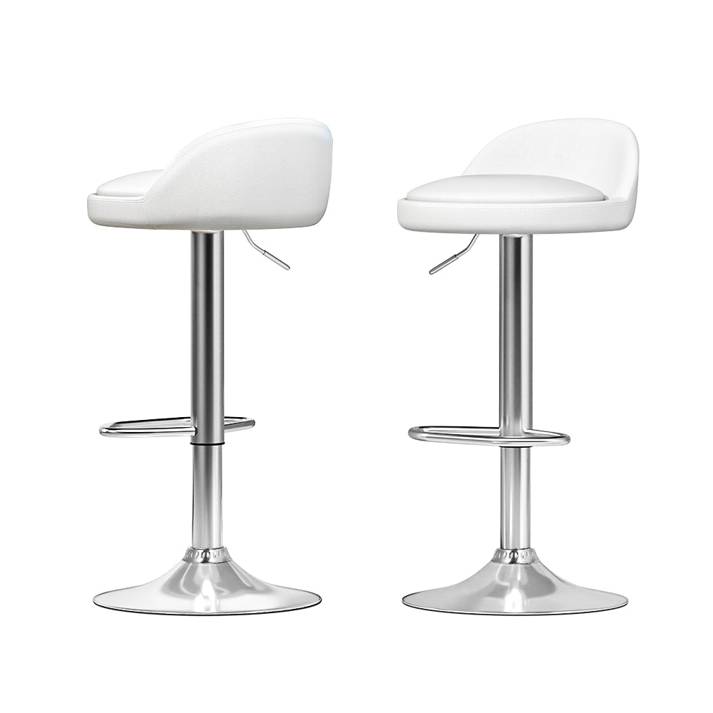 Artiss Bar Stools Kitchen Stool Chairs Dining Gas Lift Swivel Leather White x2