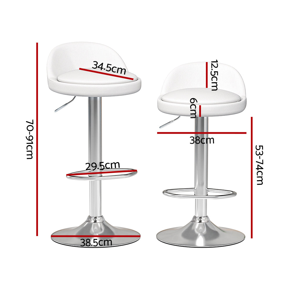Artiss Bar Stools Kitchen Stool Chairs Dining Gas Lift Swivel Leather White x2
