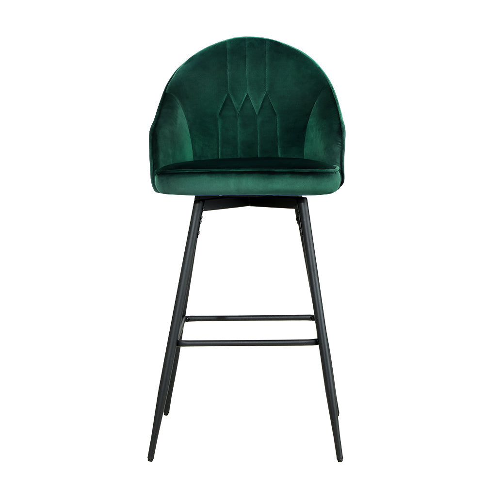 Artiss Set of 2 Bar Stools Kitchen Stool Dining Chairs Velvet Chair Barstool Green Mesial