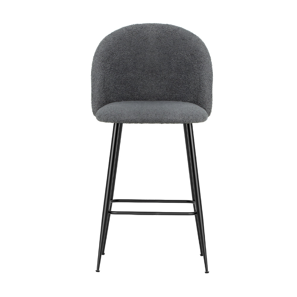Artiss Bar Stools Kitchen Dining Chair Stool Chairs Sherpa Boucle Charcoal