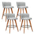 Artiss Set of 4 Wooden Fabric Bar Stools Circular Footrest - Light Grey