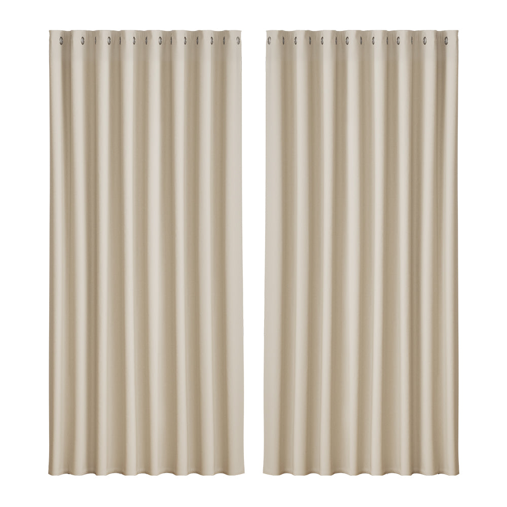 Artiss 2X Blockout Curtains Blackout Window Curtain Eyelet 300x230cm Beige