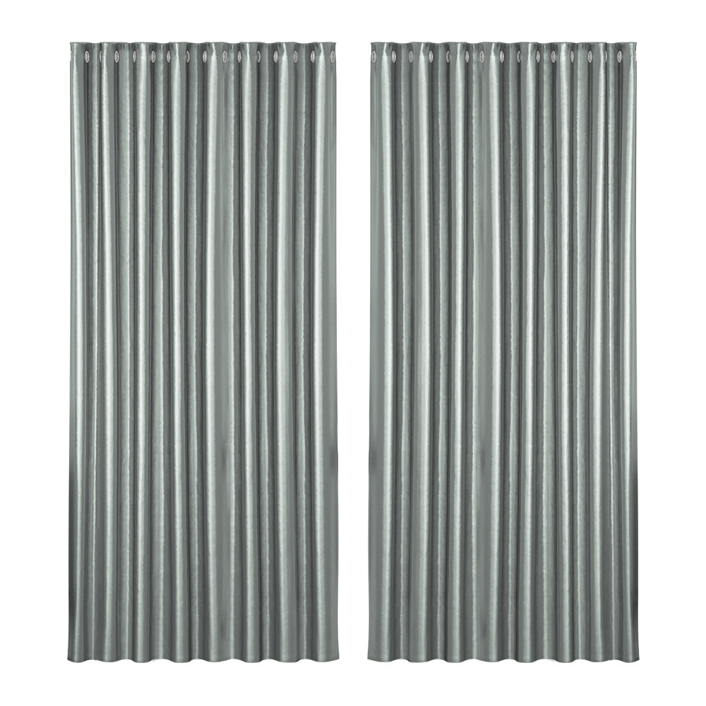 Artiss 2X Blockout Curtains Blackout Window Curtain Eyelet 300x230cm Grey