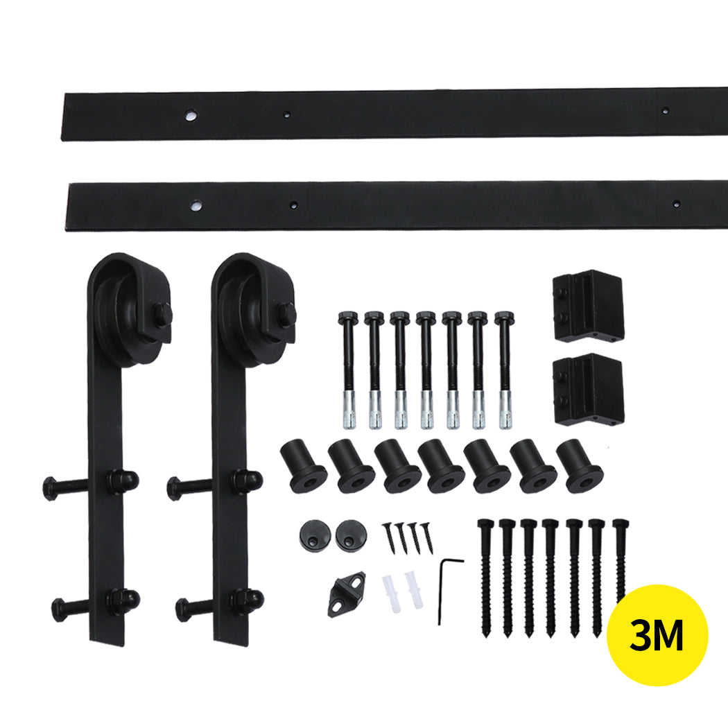 3M Antique Classic Style Double Sliding Barn Door Hardware Track Roller Kit