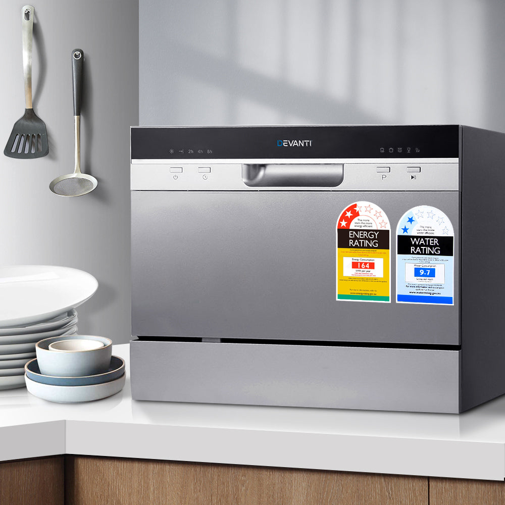 Devanti Benchtop Dishwasher 6 Place Bench Top Countertop Dishwasher Freestanding