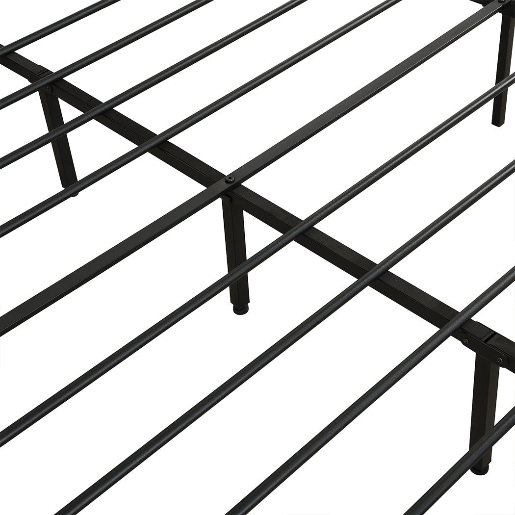 Levede Metal Bed Frame Queen Size Mattress Base Platform Wooden Headboard Black