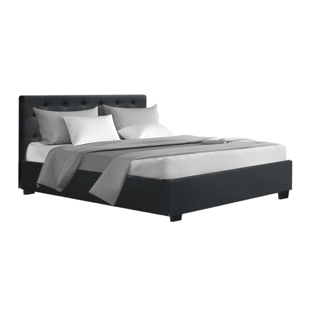 Artiss Bed Frame Double Size Gas Lift Base With Storage Charcoal Fabric Vila Collection